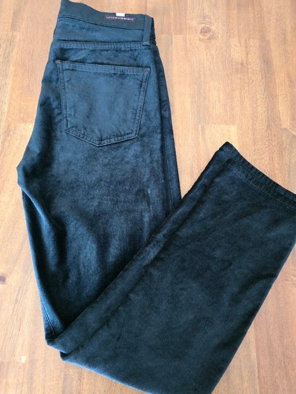 Citizens of Humanity Harlow Ankle High Rise Slim Velvet Jeans Midnight Green 26